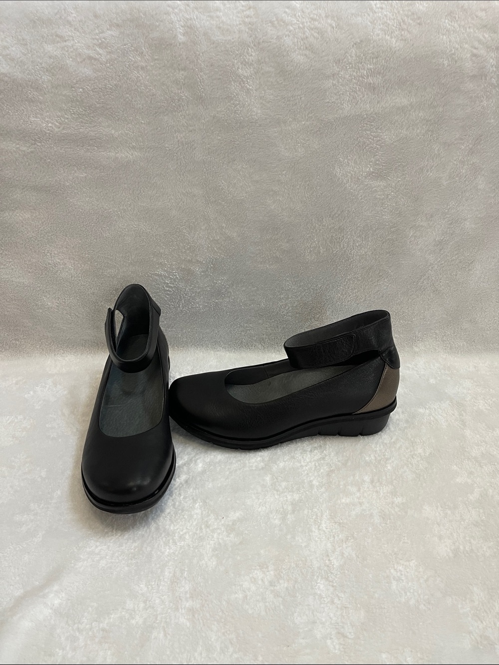 Dansko Jenna Milled Nappa Women’s Black Wedge Ankle-Strap Shoes